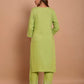 Women Green Viscose Rayon Kurti Palazzo Set