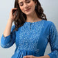 Women Blue Pure Cotton Kurta Pant Set