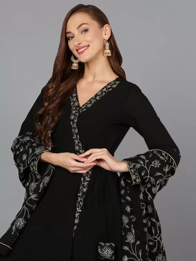 Women Black Long Sleeves Kurta set