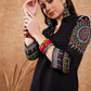 Black Ethnic Motifs Embroidered Pathani Kurta With Salwar