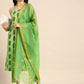 Women Green Polyester Kurta Pant Set