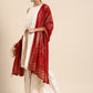 Women Off White & Gold-Toned Floral Print Pleated Kurta with Sharara & With Dupatta