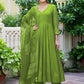 V Neck Empire Anarkali Kurta with Trouser & Dupatta