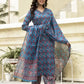 Women Blue Viscose Rayon Kurta Pant Dupatta Set