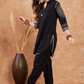 Black Ethnic Motifs Embroidered Pathani Kurta With Salwar