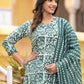 Women Green Viscose Rayon Kurta Pant Dupatta Set