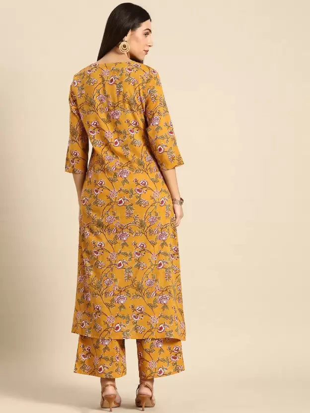 Women Orange yellow Viscose Rayon Kurta and Palazzo Set