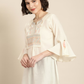 Women Off White Ethnic Motifs Embroidered Longline Ethnic Top