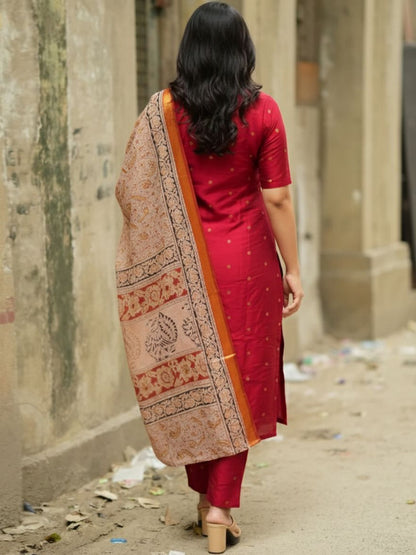 Women Ethnic Motifs Printed Regular Kurta with Trousers & With Dupatta