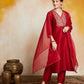 Women's Embroidered Kurta Set with Organza Dupatta
