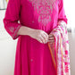 Women Silk Embroidery Kurta and Pant Set with Dupatta