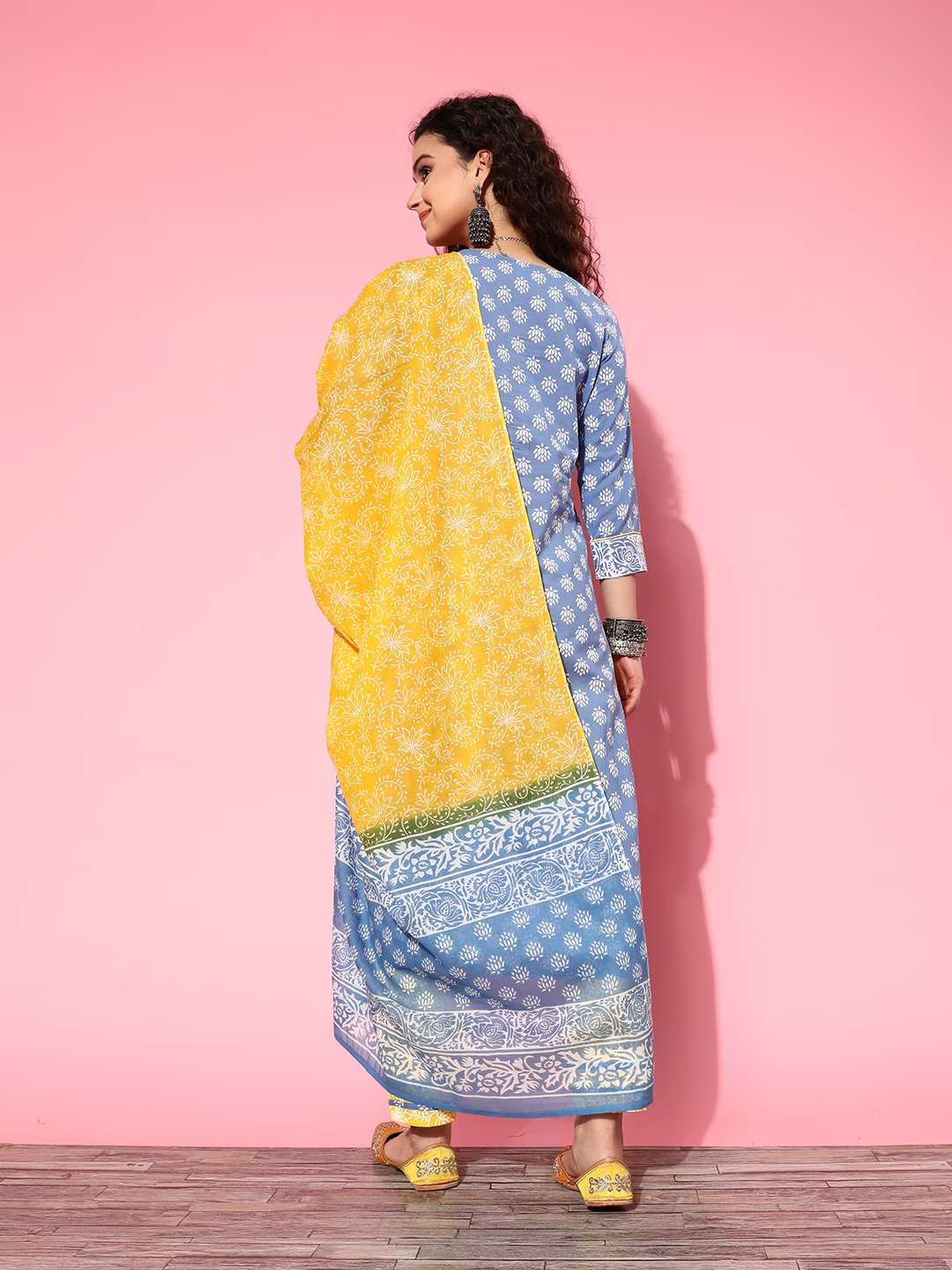 Ethnic Motifs Printed Pure Cotton Kurta with Trousers & With Dupatta