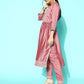 Women Pink Ethnic Motifs Embroidered Sequinned Kurta With Trousers & Dupatta