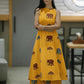 Elephant Print Sleeveless Kurta Palazzo set (Yellow)