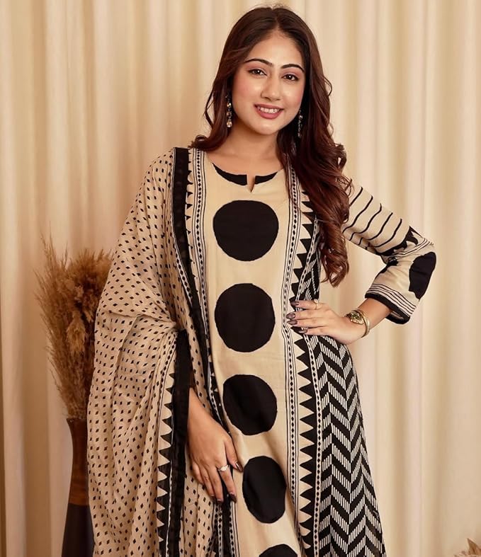 Women Printed Straight Kurta and Pant Set with Dupatta