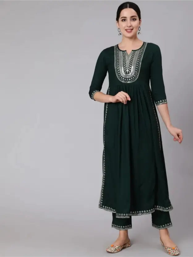 Women Viscose Rayon Kurta Pant Set