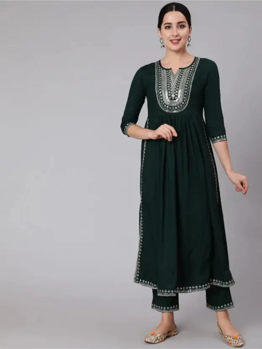Women Viscose Rayon Kurta Pant Set