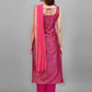 Women Pink Cotton Silk Kurta Pant Dupatta Set