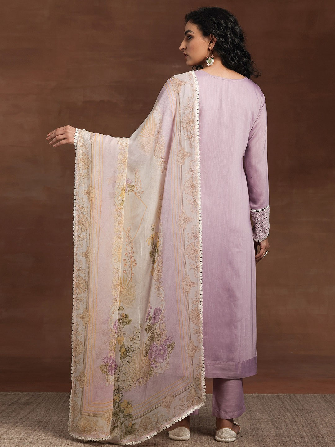 Floral Embroidered Gotta Patti Kurta With Trouser & Dupatta