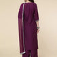 Women Purple Silk Blend Kurta Palazzo Dupatta Set