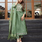 Women Green Silk Blend Kurta Pant Dupatta Set