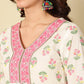 Floral Printed Layered Pure Cotton Kurta with Trousers & Dupatta