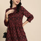 Ethnic Motifs Print Puff Sleeves A-Line Dress