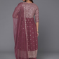 Women Floral Embroidered High Slit Sequinned Kurta with Palazzos & Dupatta