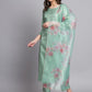Women's Silk Blend Embroidered Straight Kurta Pant Set with Organza Dupatta