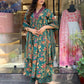 Women Green Cotton Rayon Kurta Palazzo Dupatta Set