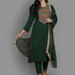 Women Green Viscose Rayon Kurta Pant Dupatta Set