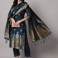 Women Blue Silk Blend Kurta Pant Dupatta Set