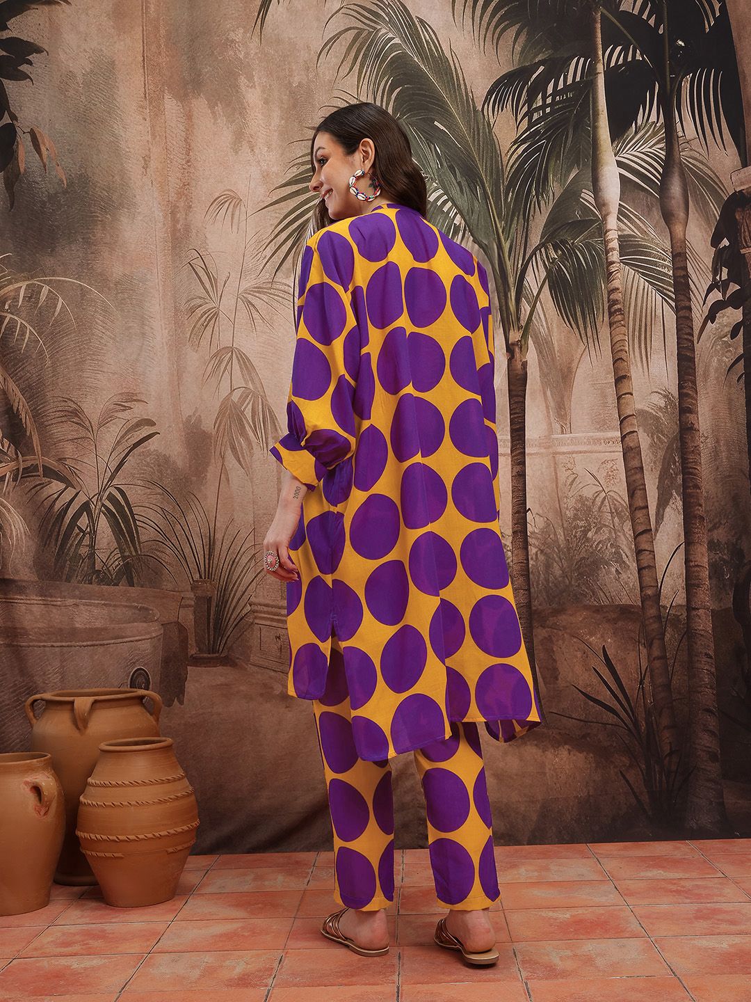 Printed High-Low Kurta with Trousers