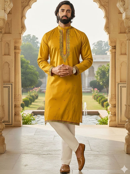 Men Ethnic Motifs Embroidered Regular Thread Work Kurta with Trousers