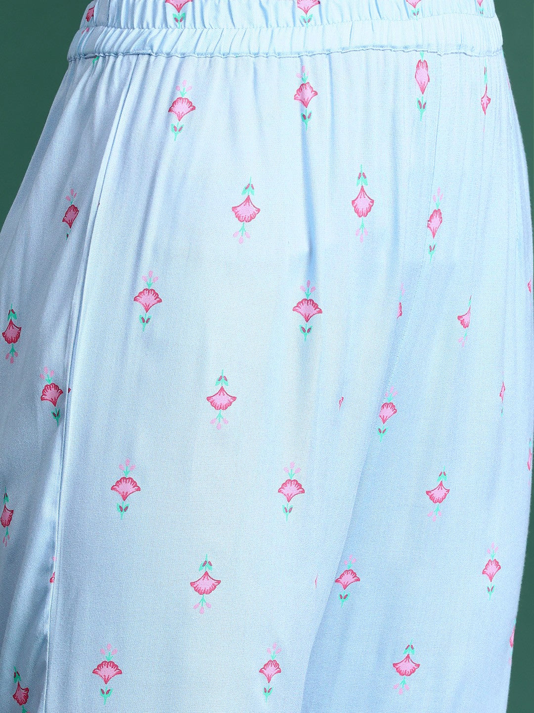 Printed Mirror Work Kurta with Sharara & Dupatta