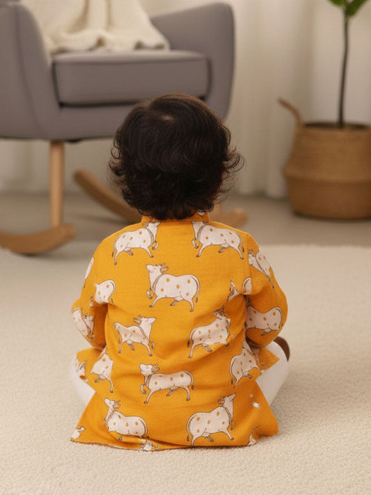 Printed Pure Cotton Round Neck Kurta & Pyjamas