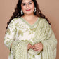 Plus Size Floral Printed Pure Cotton Anarkali Kurta with Trousers & Dupatta