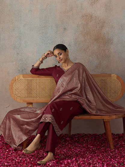 Women Regular Size Kurta Set Silk Blend
