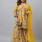 Plus Size Floral Printed Gotta Patti Kurta With Sharara & Dupatta