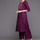 Women Purple Yoke Design Regular Kurta with Palazzos & With Dupatta