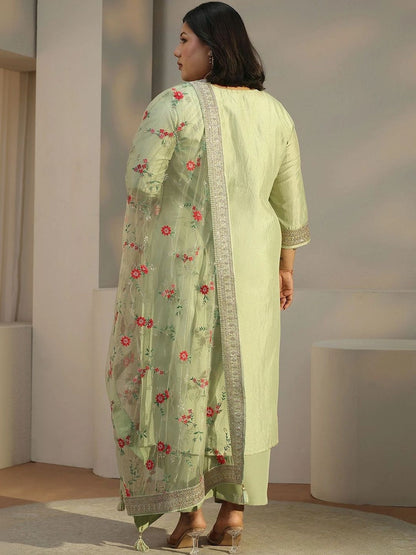 Women Ethnic Motifs Regular Thread Work Kurta with Palazzos & With Dupatta
