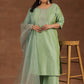 Plus Size Floral Embroidered Sequinned Kurta ,Palazzos & Dupatta