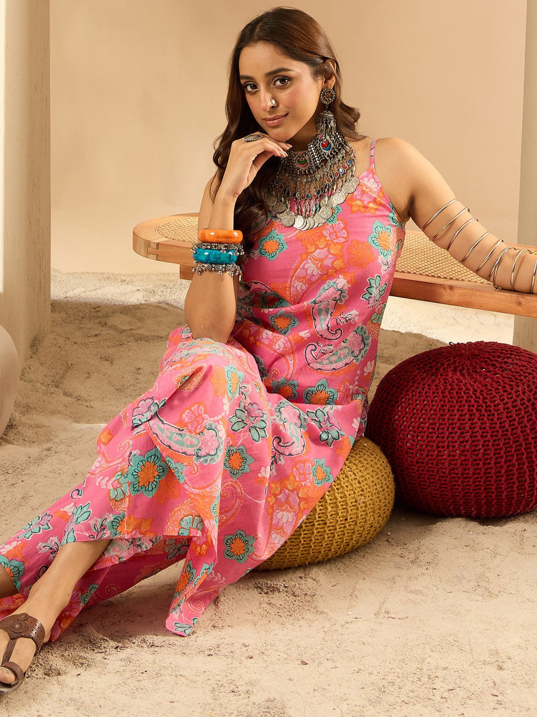 Women Floral Printed Regular Pure Cotton Kurta with Palazzos