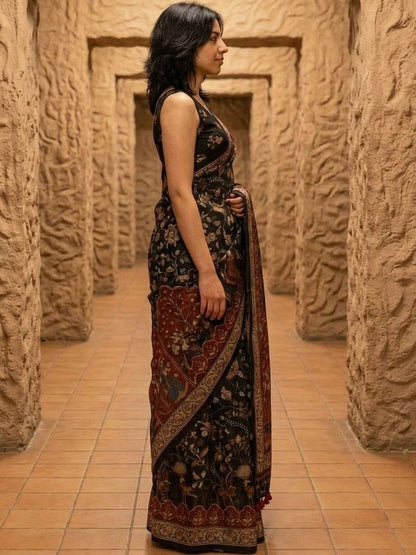 Ethnic Motifs Silk Blend Designer Saree