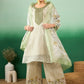 Green Striped Beads & Stones Organza Straight Kurta & Palazzos With Dupatta