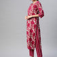 Women Magenta Printed Pure Cotton Kurta with Trousers & With Dupatta