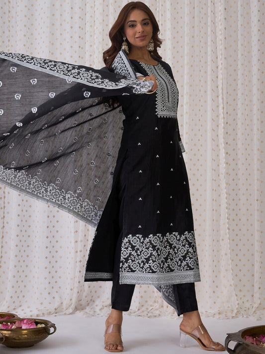 Ethnic Motifs Regular Kurta with Trousers & Dupatta