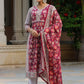 Floral Printed Pure Cotton A-line Kurta With Trousers & Dupatta