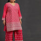 Plus Size Floral Embroidered Pure Cotton Straight Kurta With Palazzo