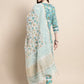 Blue & Gold Ethnic Motifs Printed Pure Cotton Kurta With Trouser & Dupatta